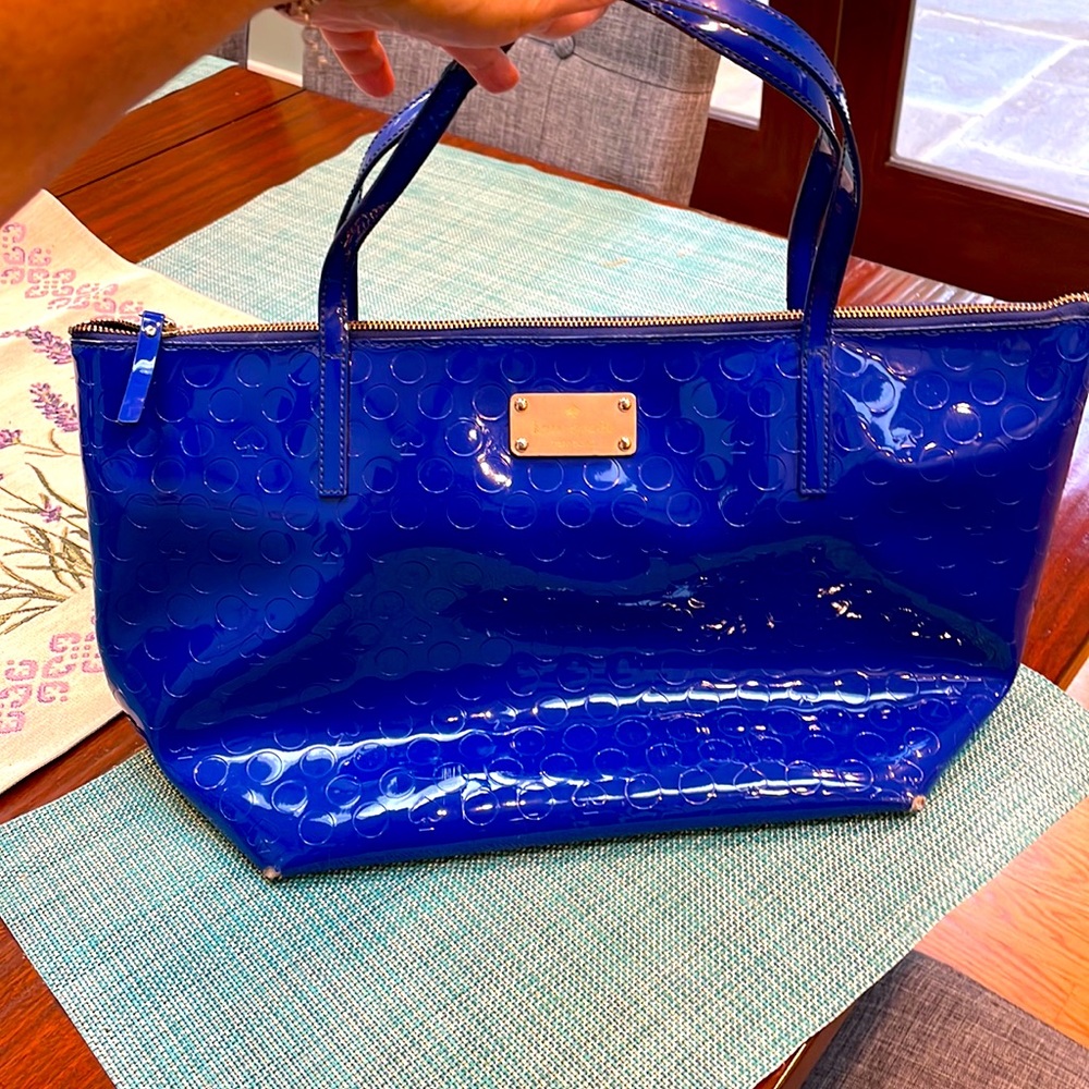 Cobalt blue Kate Spade ♠️Yaletown Sophie Bag. GUC Patent leather. Circle&spades.
